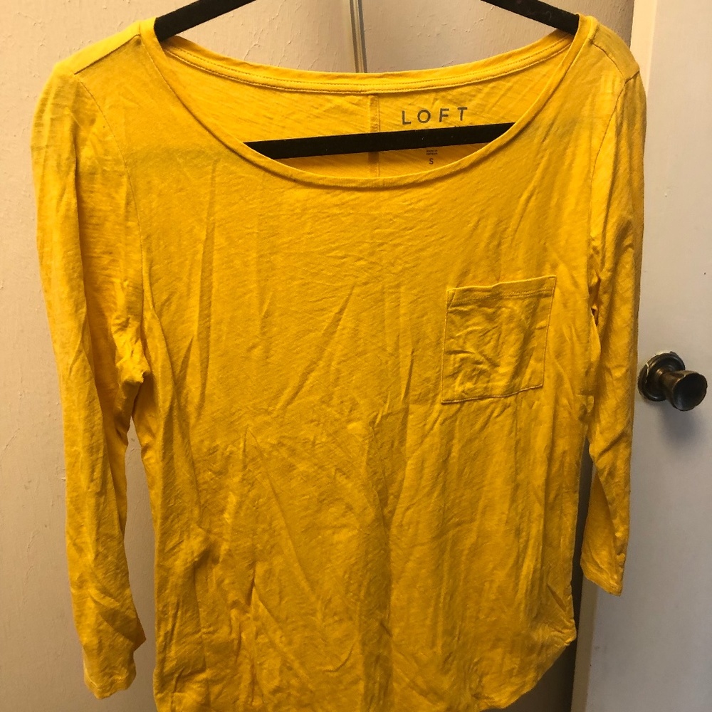 Loft Vintage Soft Yellow 3/4 Sleeve Tee